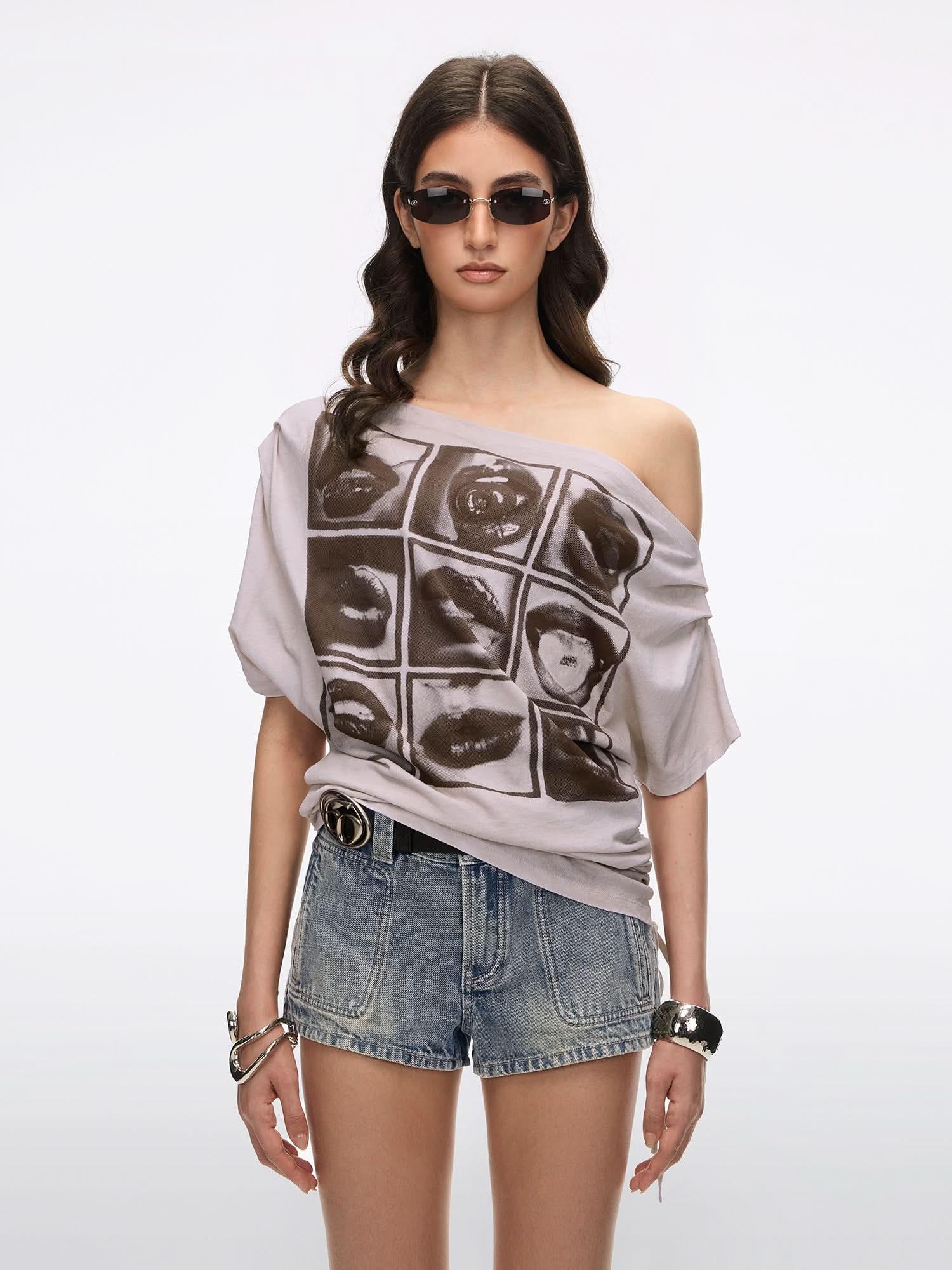 Miss Sixty Off-Shoulder T-Shirt