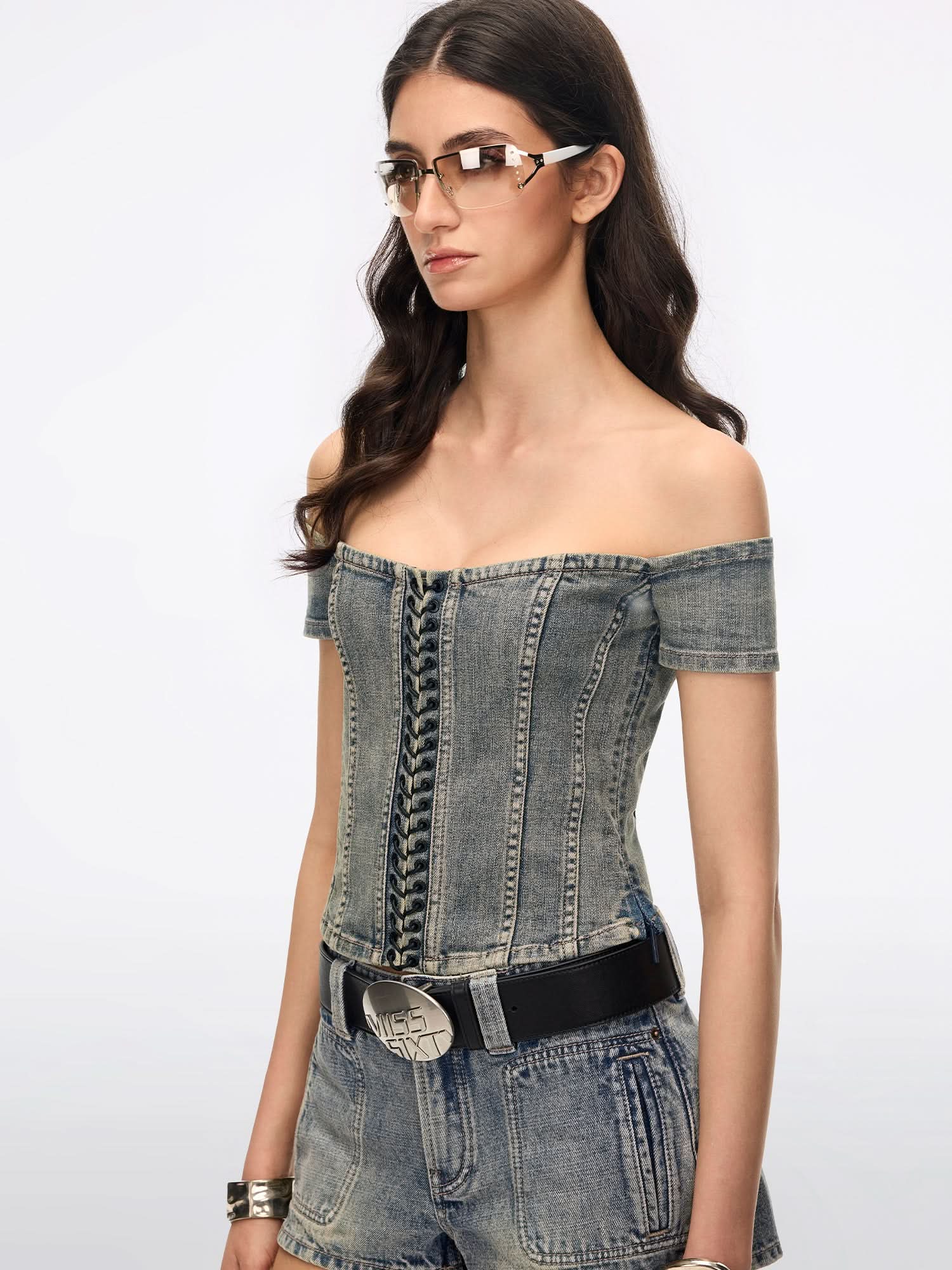 トップス BEEDEN OFF SHOULDER SIDE ZIP TOPS Off-Shoulder Shirt - MISS SIXTY