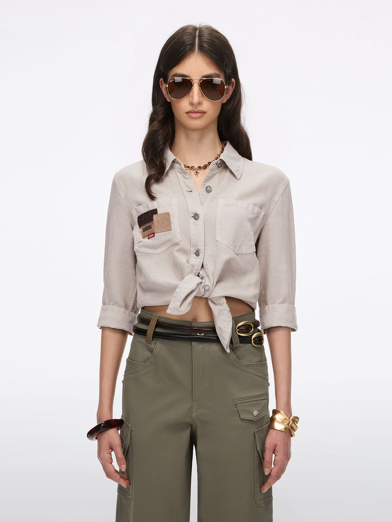 Miss Sixty Multi-Patch Denim Shirt