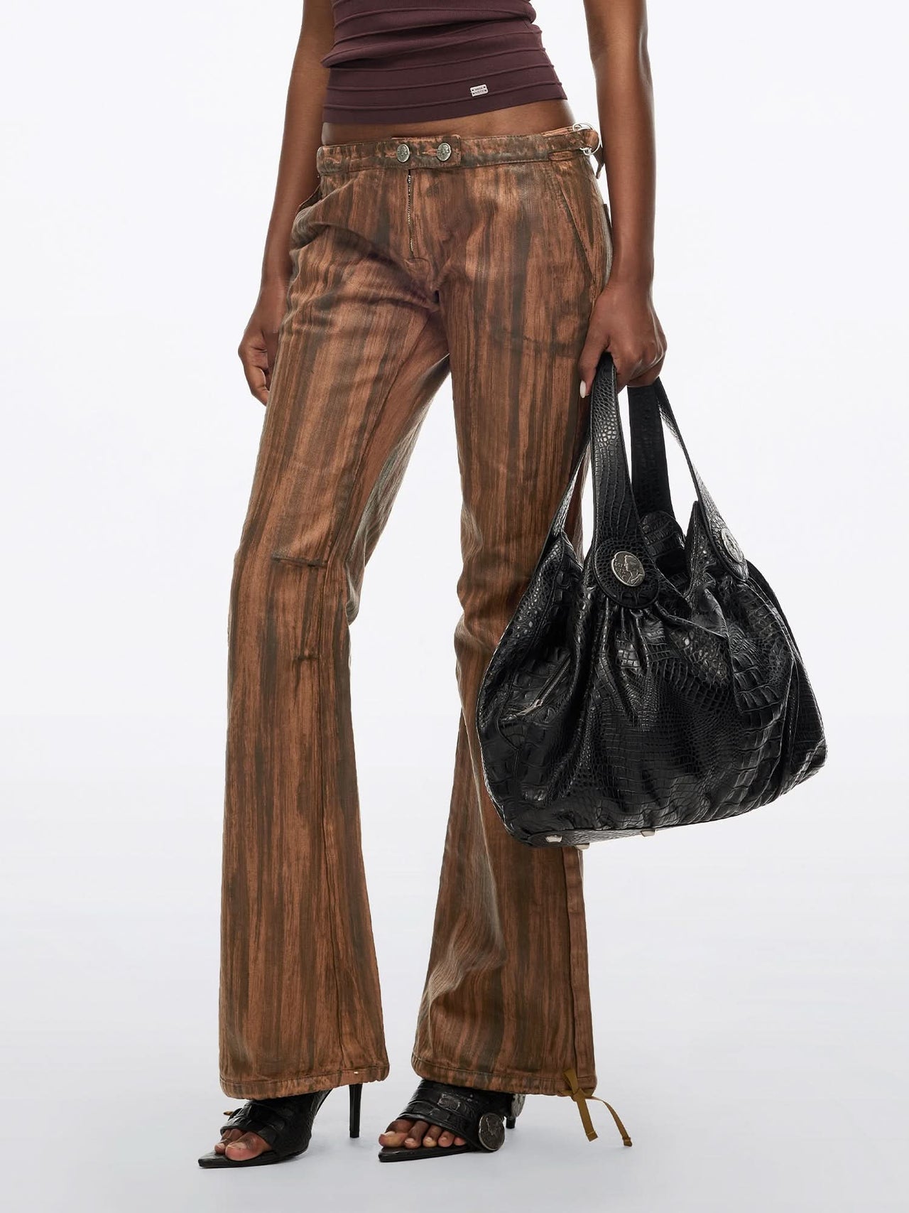 Crocodile Embossed Shoulder Bag