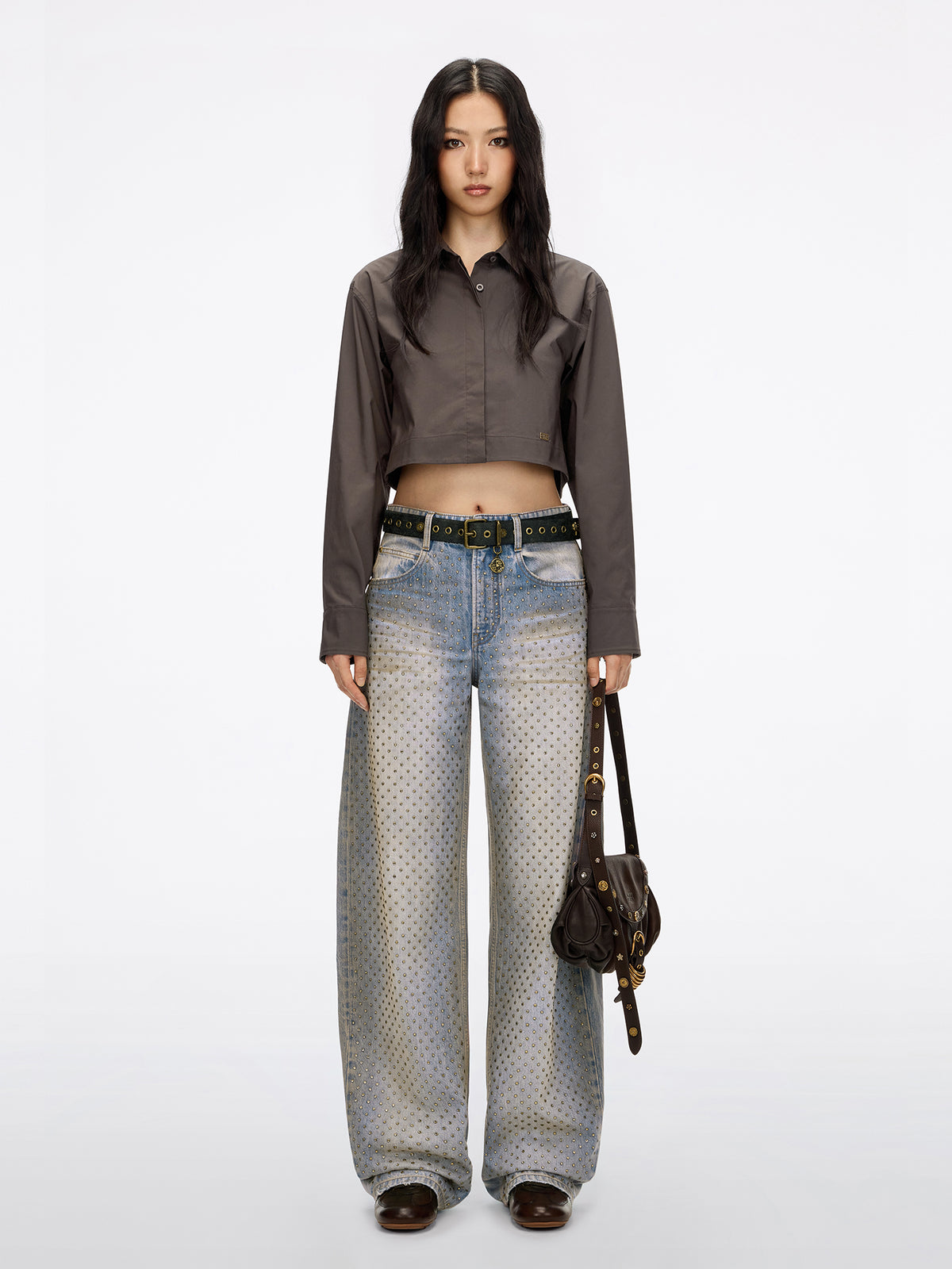 Rhinestone Wide-Leg Jeans