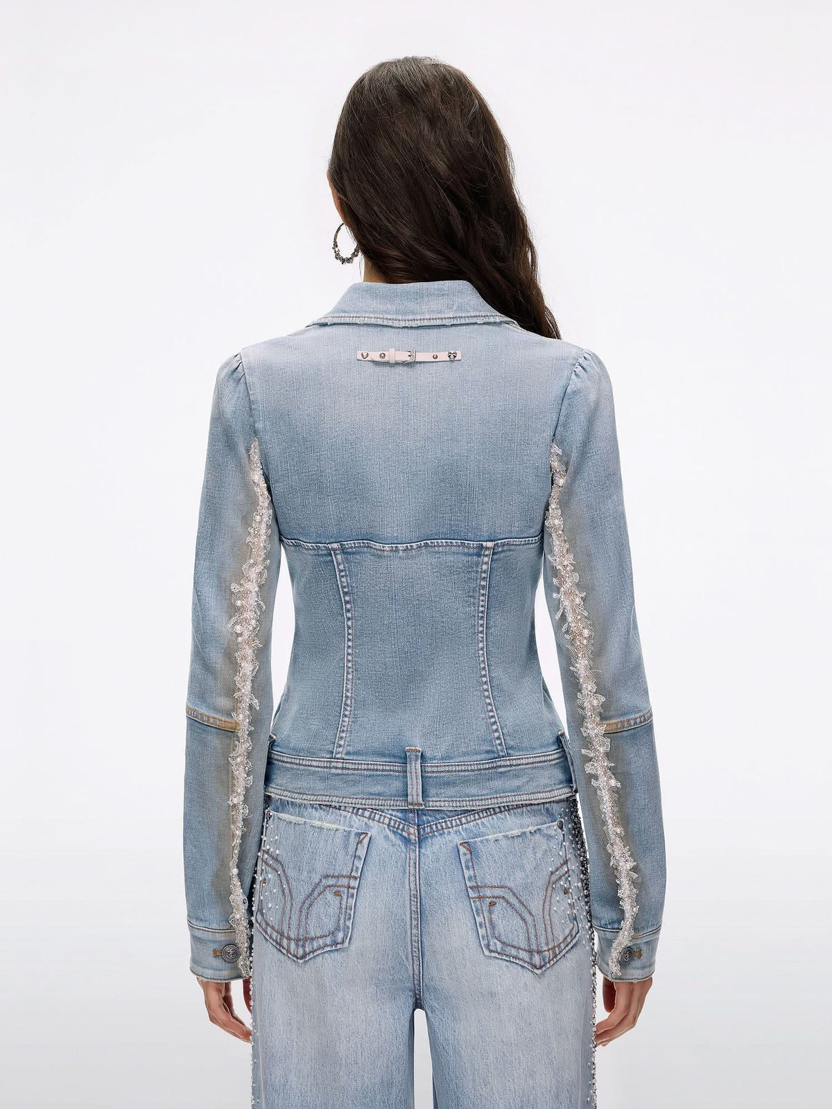 Pearl Rhinestone Denim Jacket