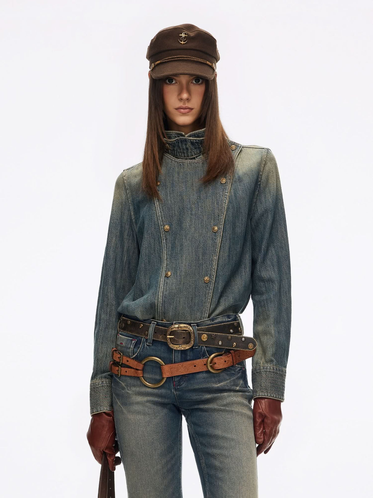 Gradient Distressed Denim Jacket