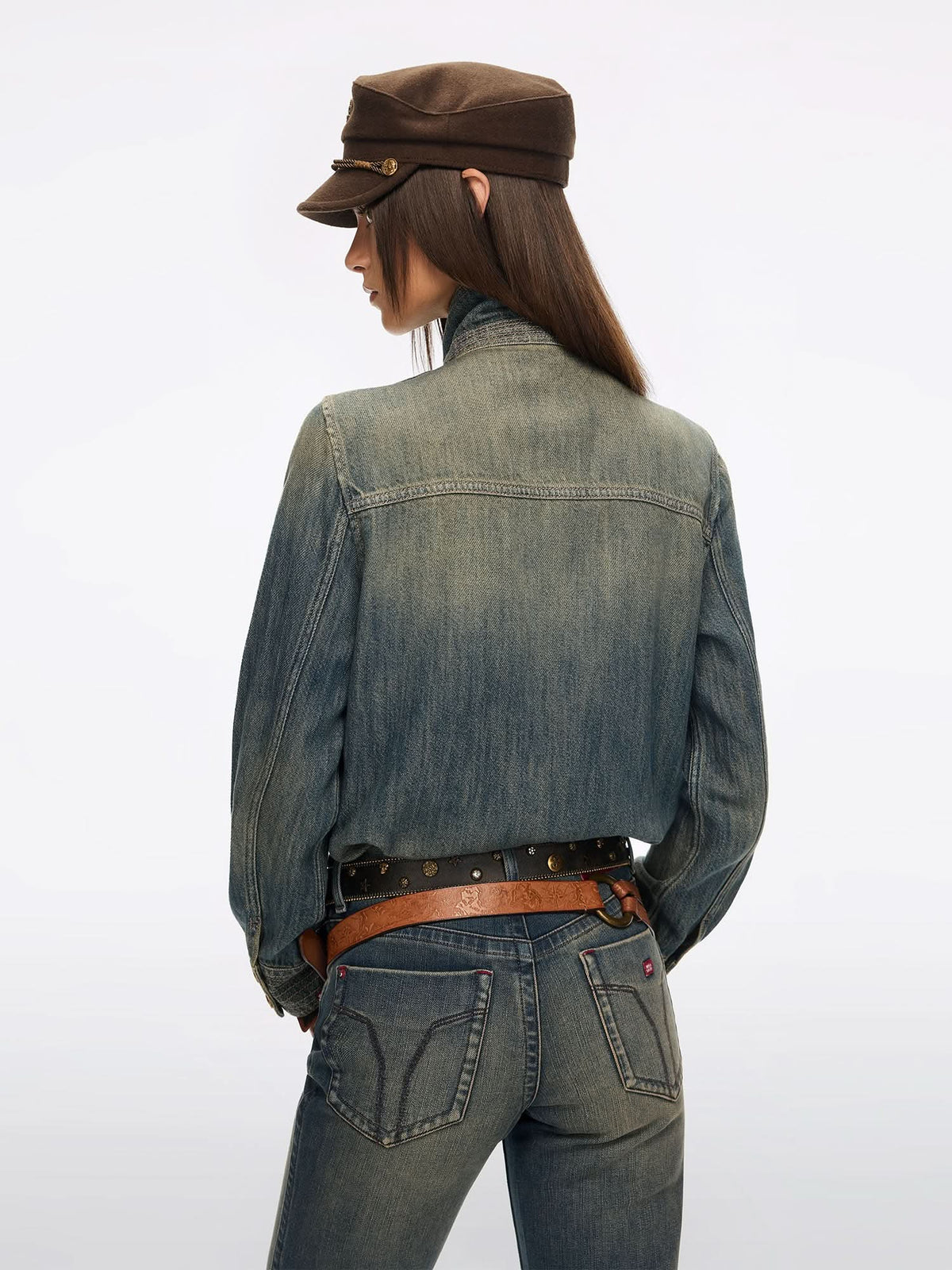 Gradient Distressed Denim Jacket