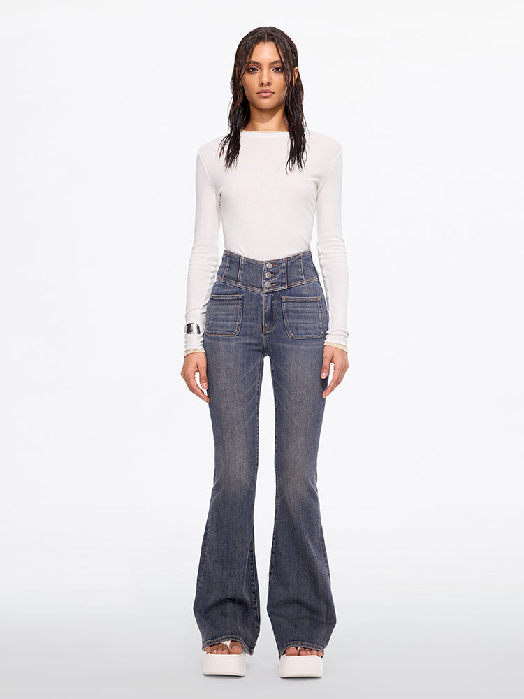 High Waisted Flared Jeans-GLENDA PLUS MISS SIXTY