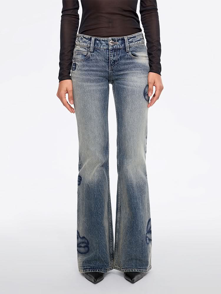 Rhinestone Flared Jeans
