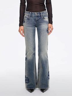Rhinestone Flared Jeans