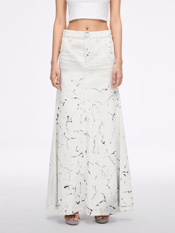Ink-Dyed Low-Waisted Denim Skirt