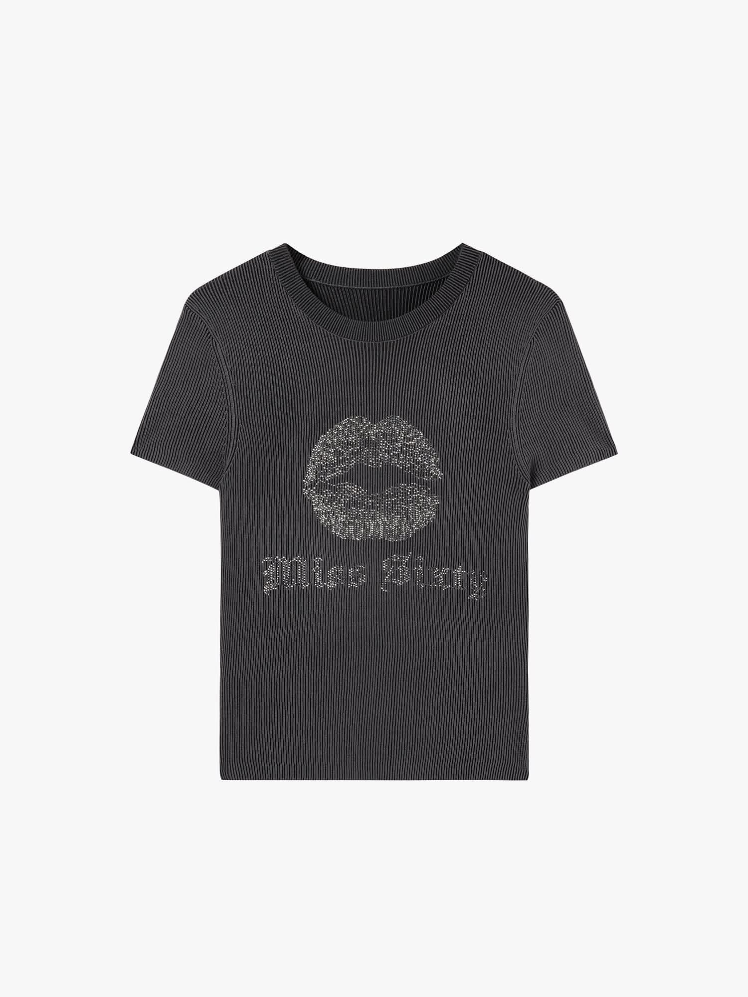 Rhinestone-Embellished Knit Top