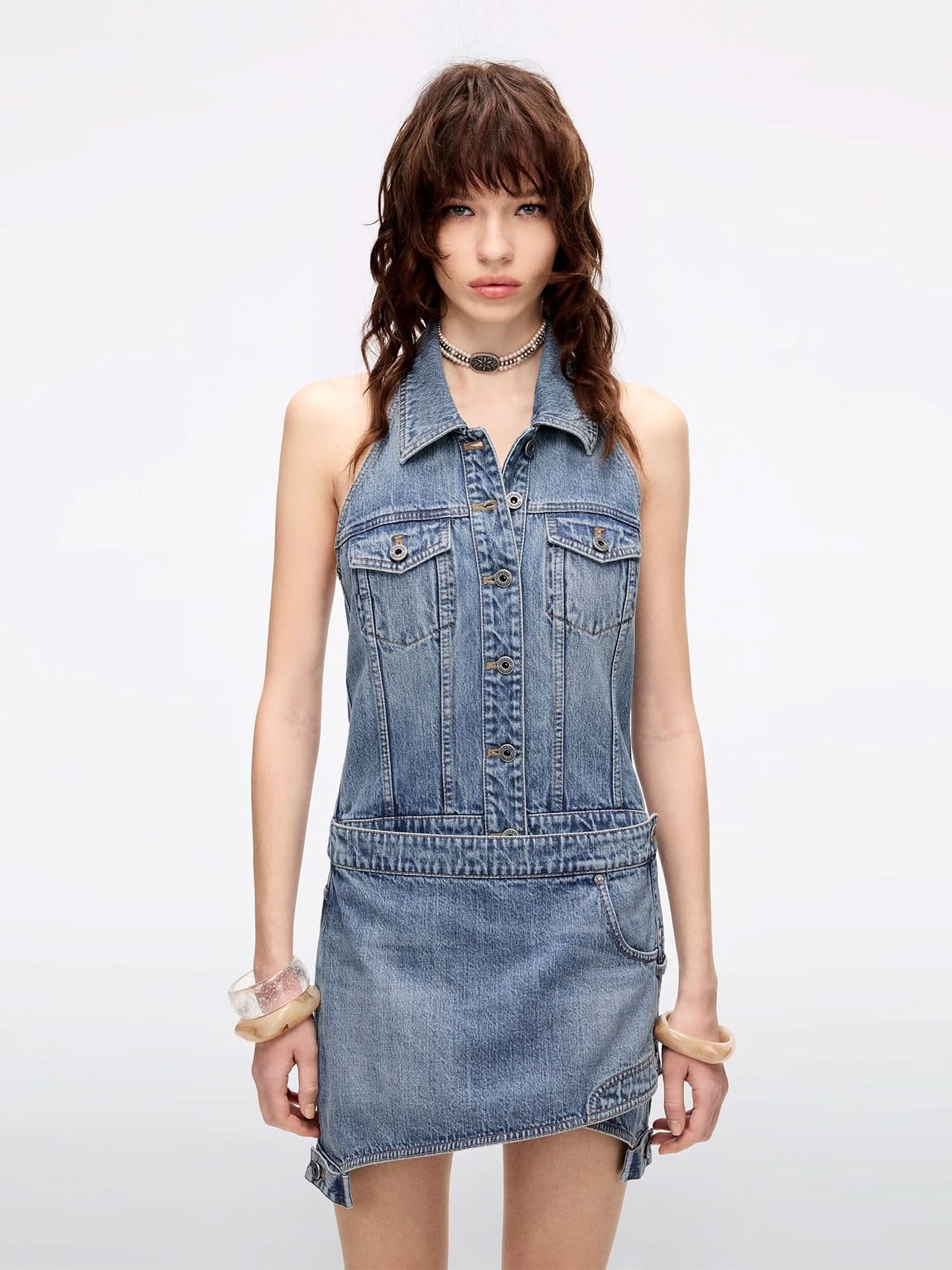 Halter Neck Denim Dress