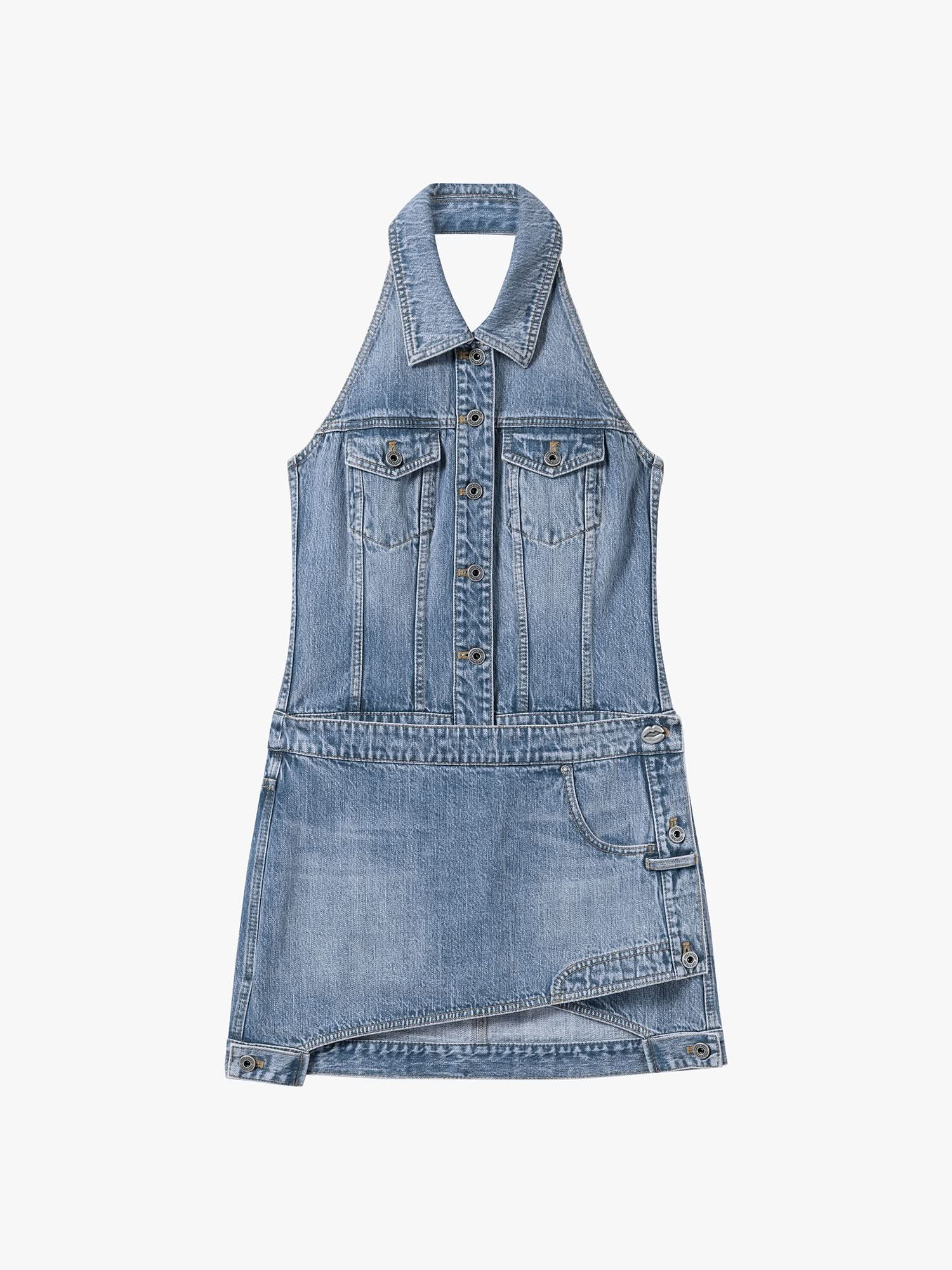 Halter Neck Denim Dress