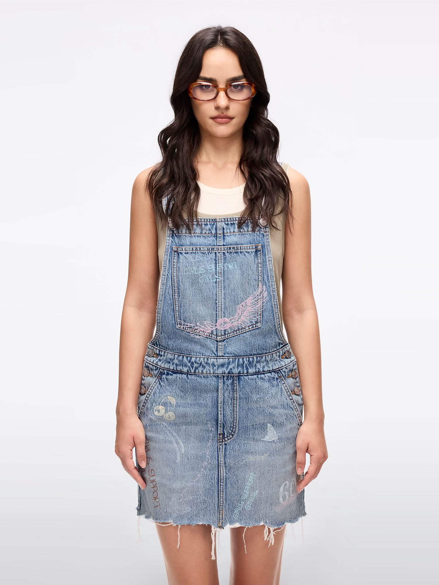 Graffiti Strap Denim Dress