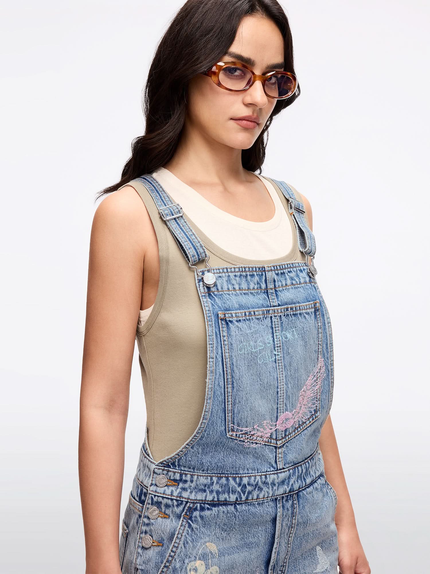Graffiti Strap Denim Dress