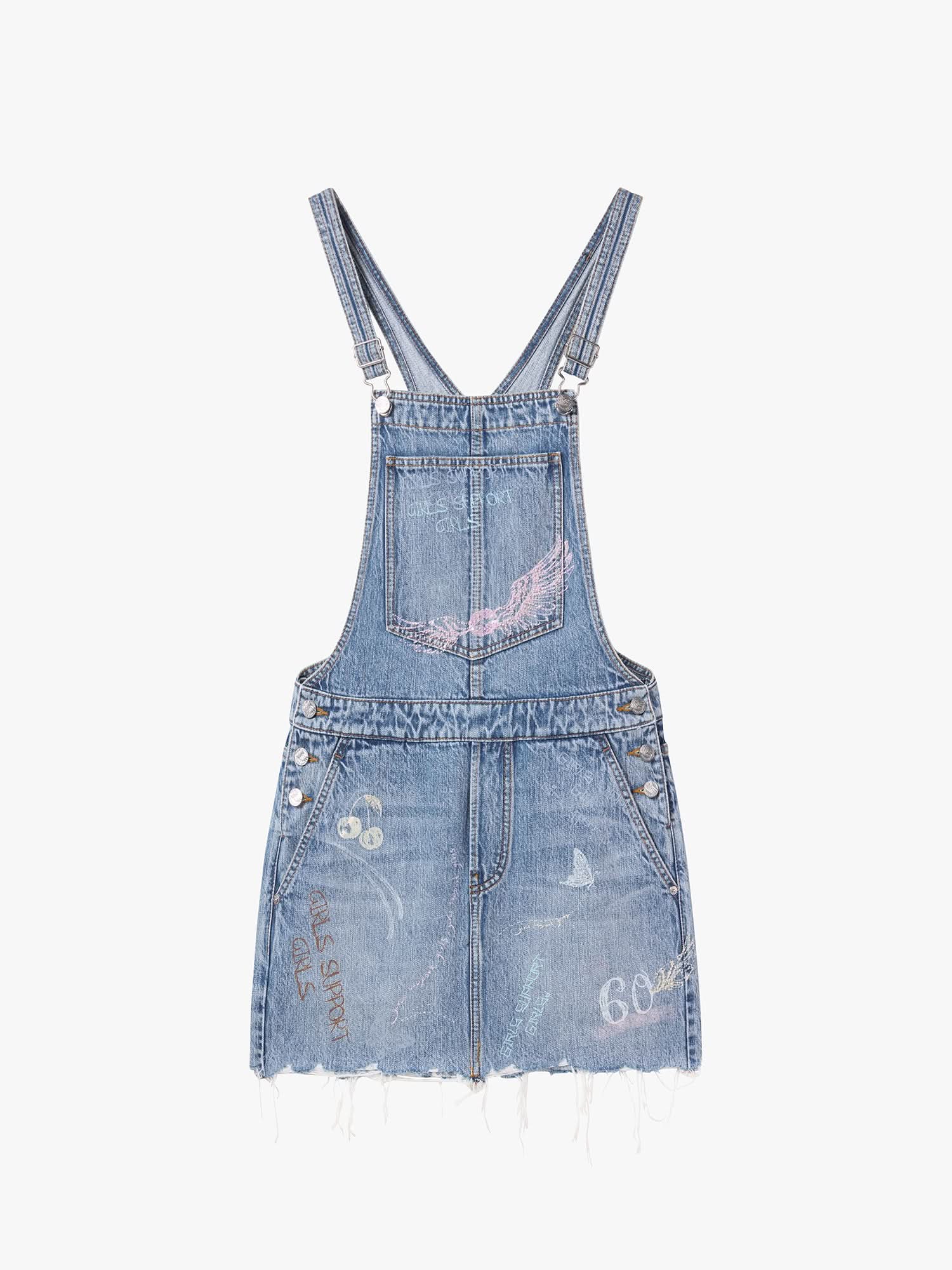Graffiti Strap Denim Dress