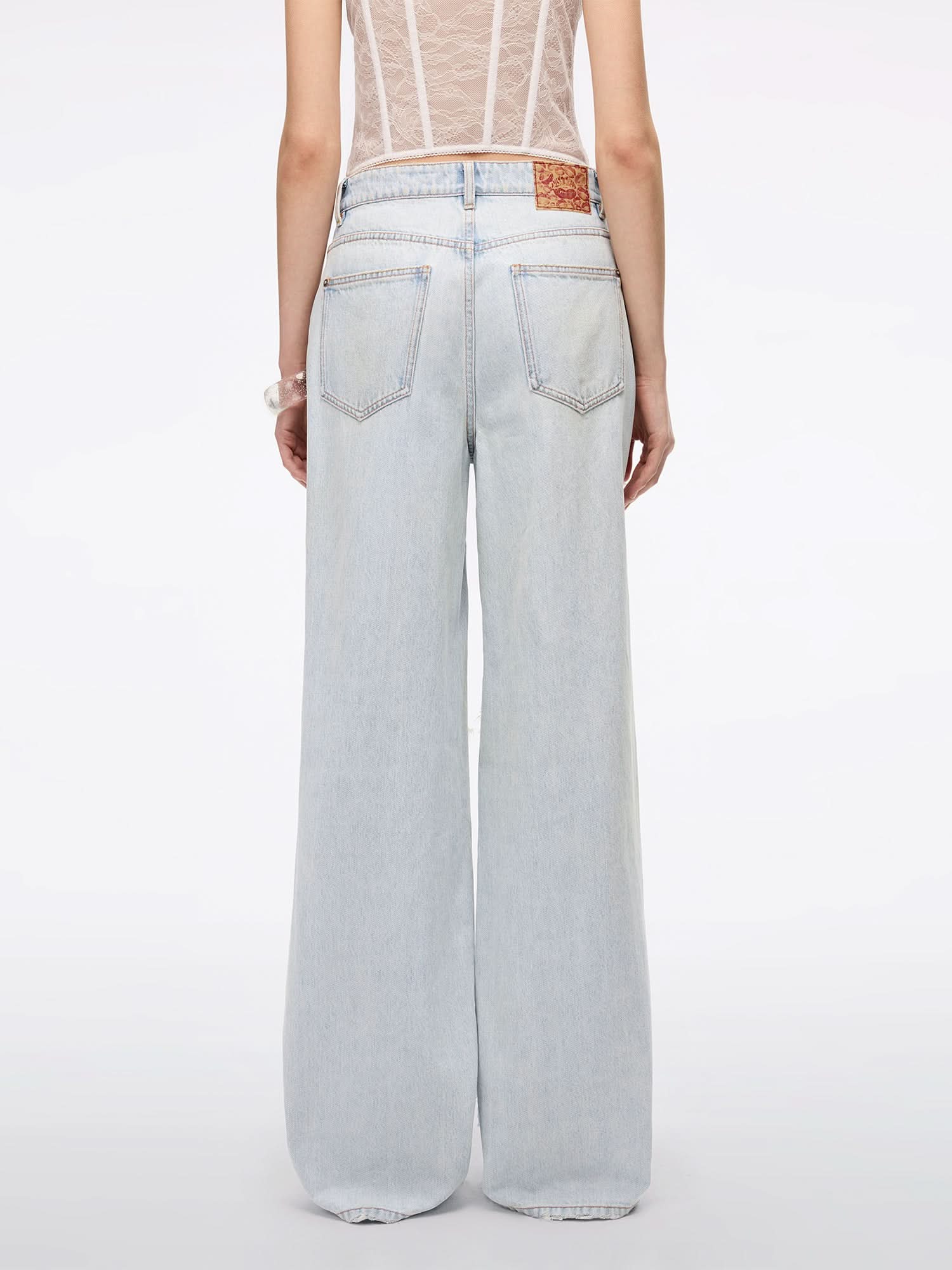 Distressed Straight-Leg Jeans