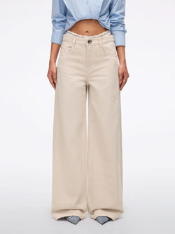 Patchwork Waist Wide-Leg Jeans