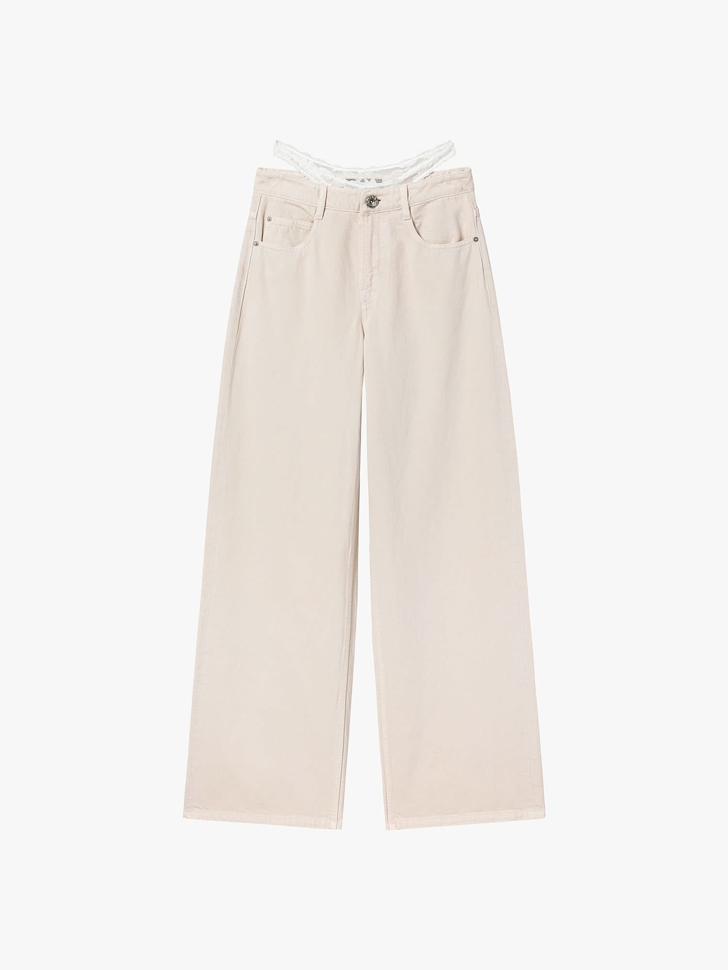 Patchwork Waist Wide-Leg Jeans