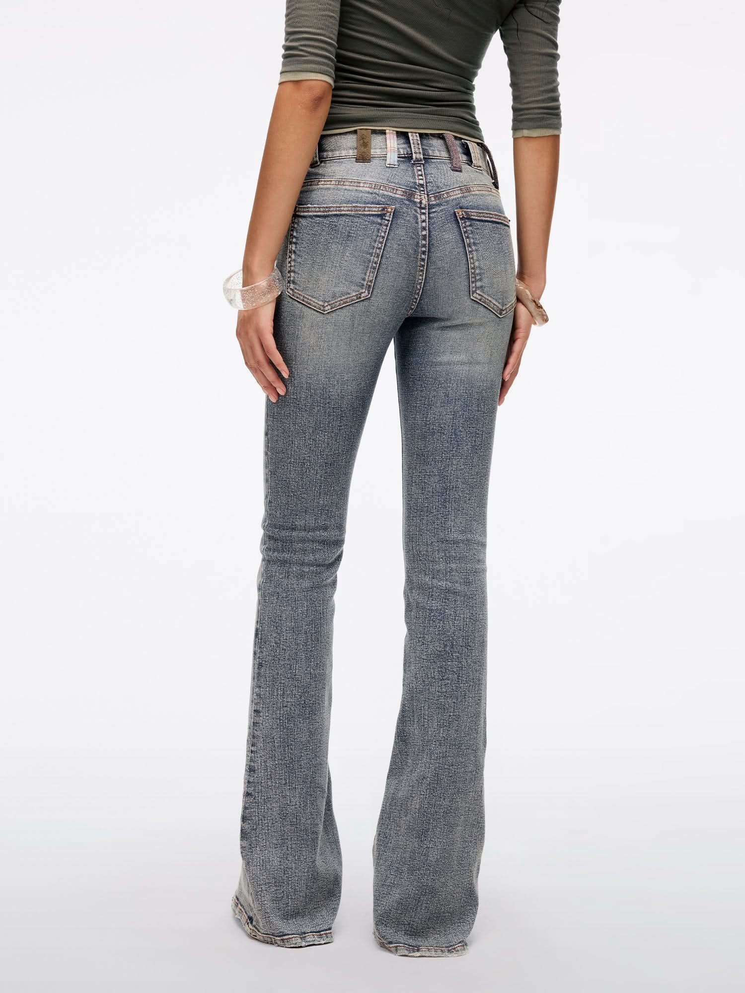 Belt Loop Flared Jeans
