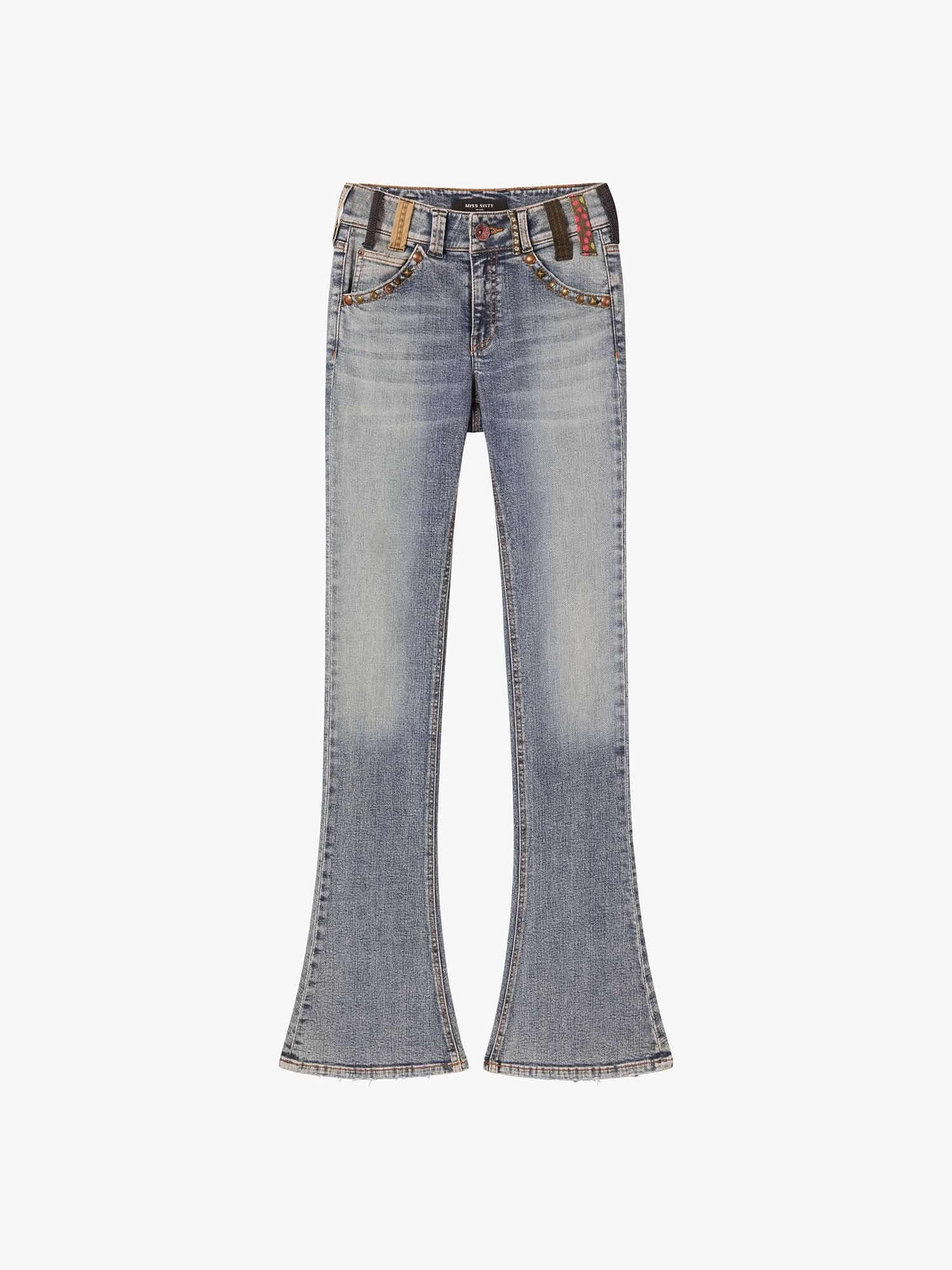 Belt Loop Flared Jeans