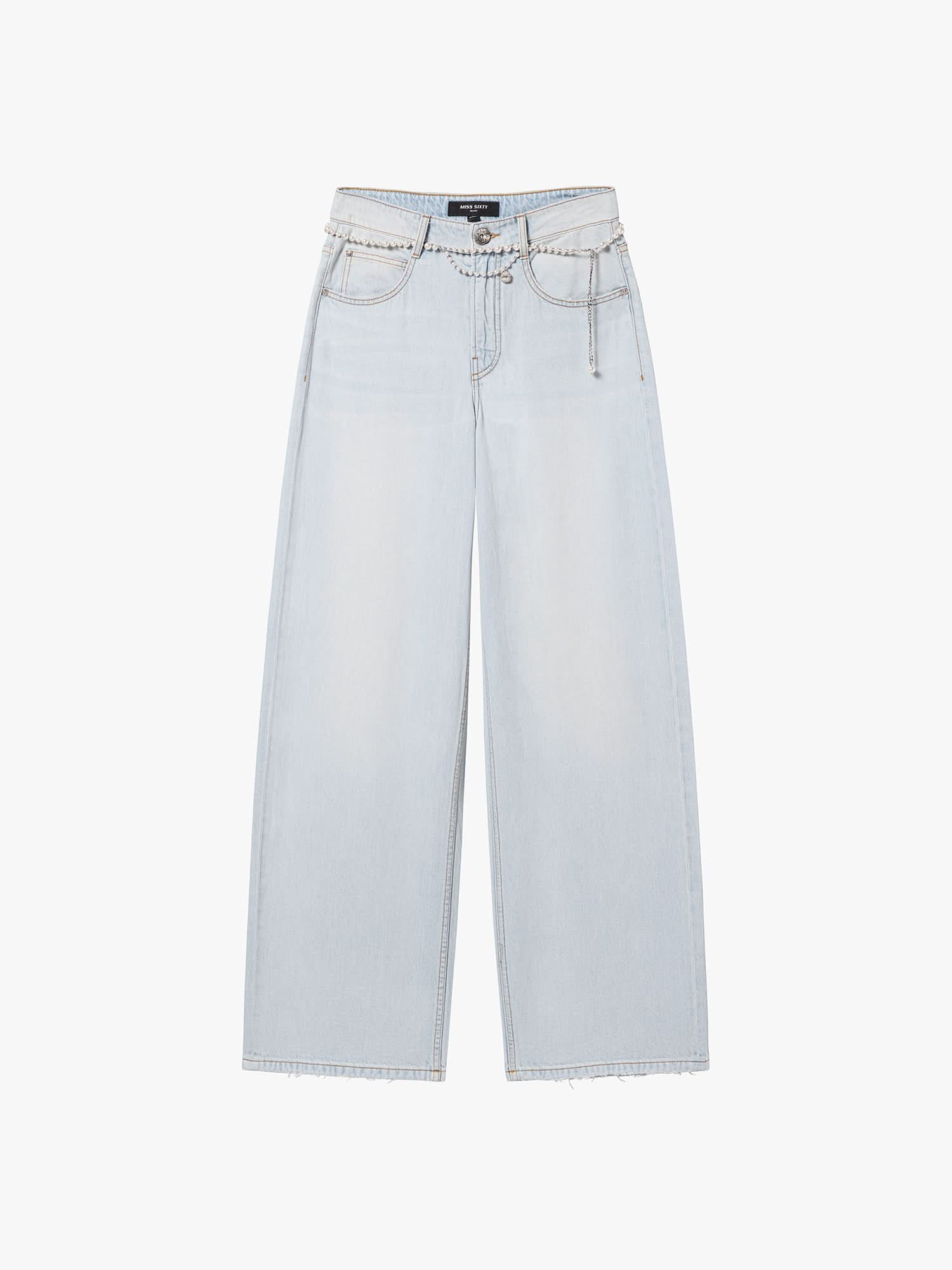 Wide-Leg Jeans with Waist Chain