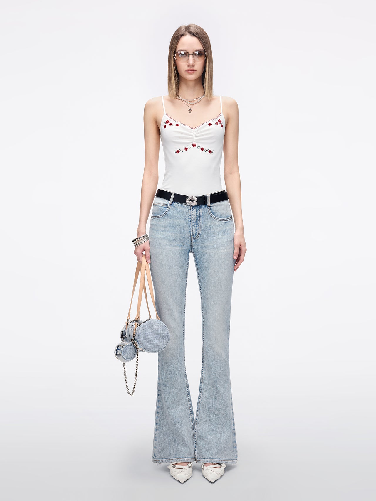 Embroidered Flared Jeans