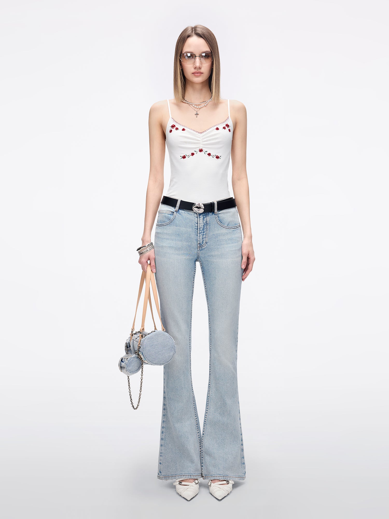 Embroidered Flared Jeans