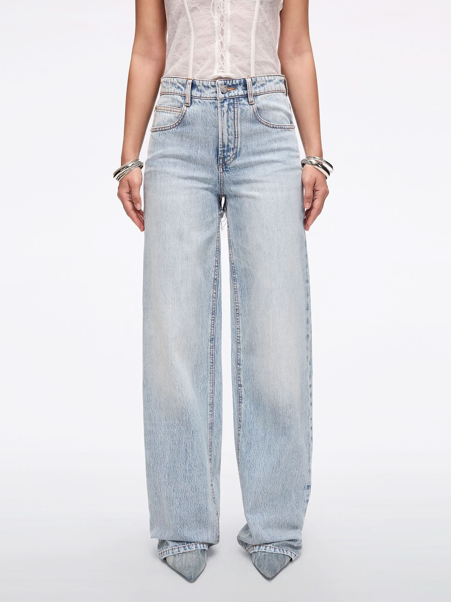 Ripped Straight-Leg Jeans