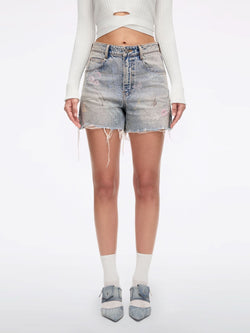 Graffiti Denim Shorts