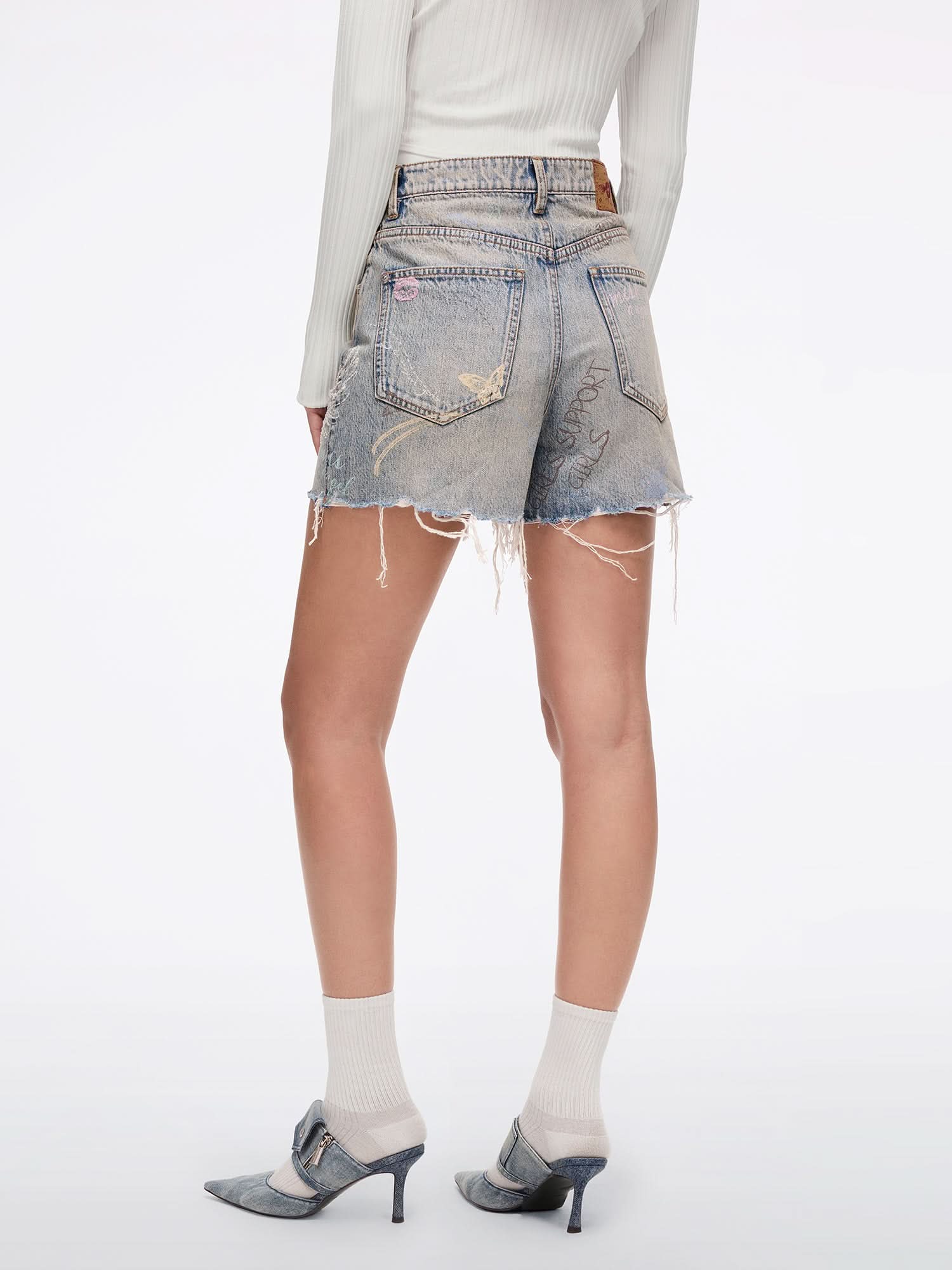 Graffiti Denim Shorts