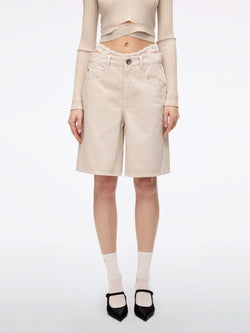 Patchwork Waist Denim Shorts