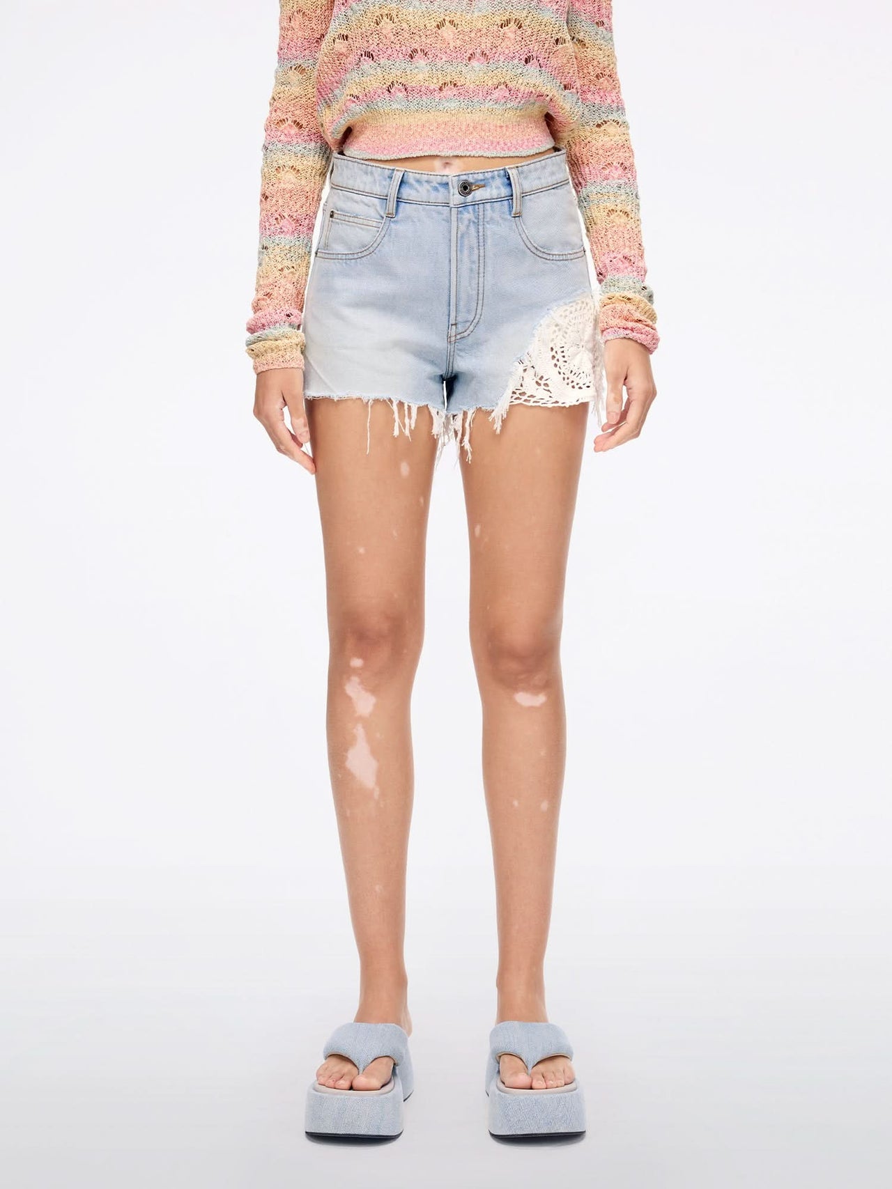 Patchwork Denim Shorts