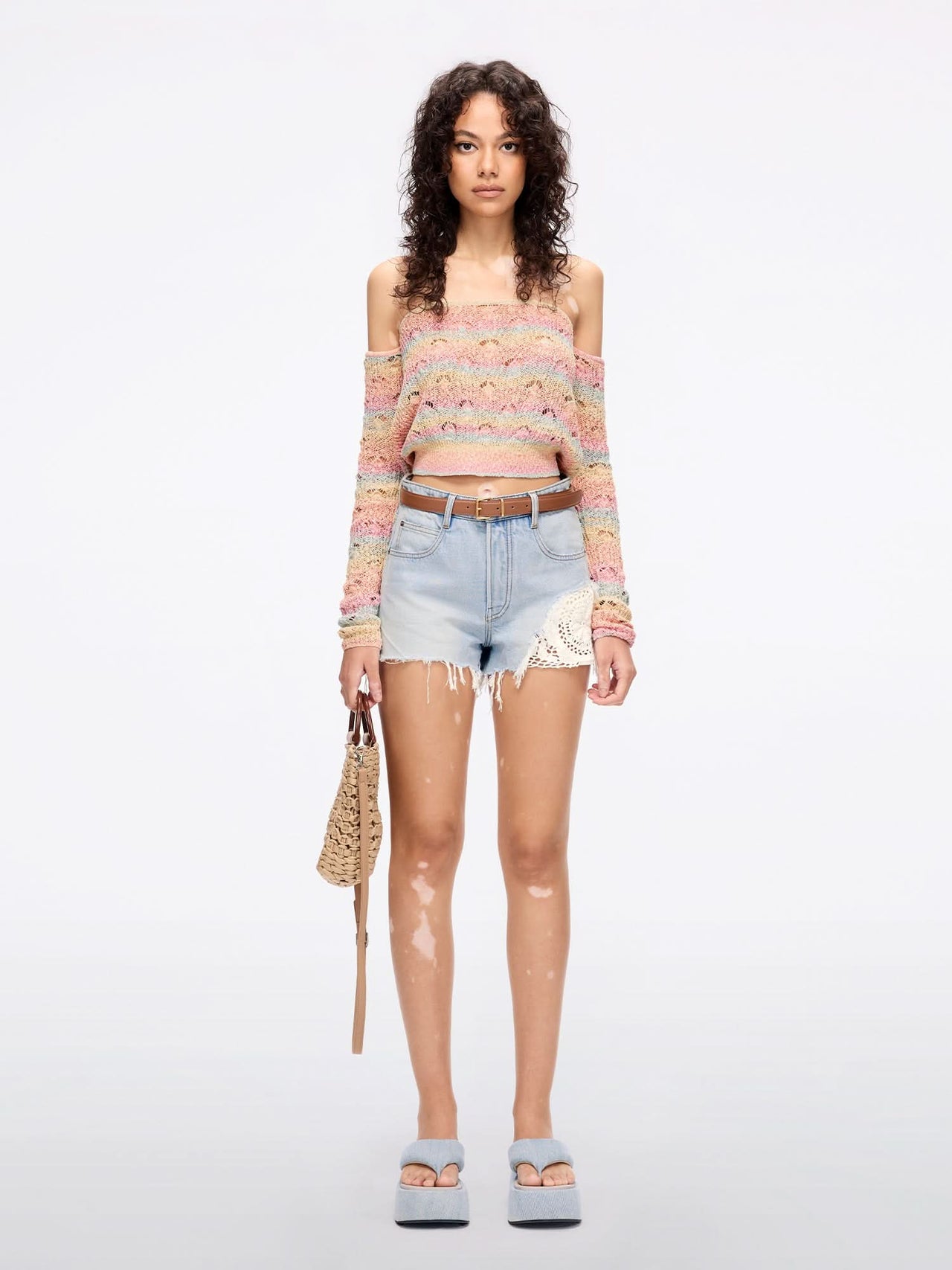 Patchwork Denim Shorts