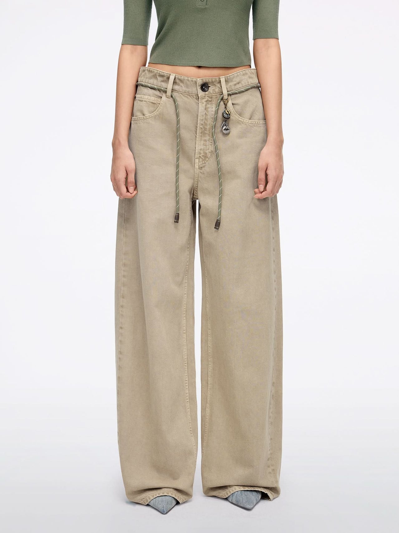Denim Jeans with Waist Tie