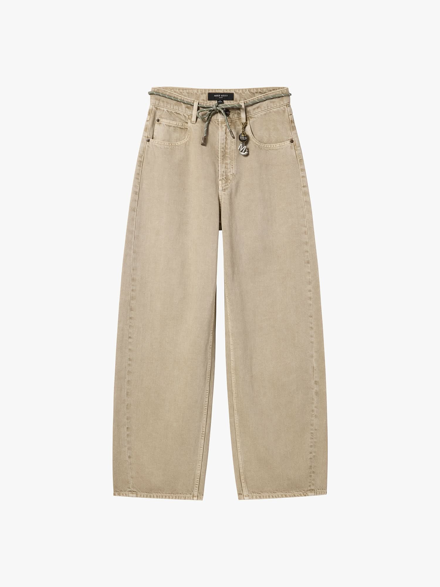 Denim Jeans with Waist Tie