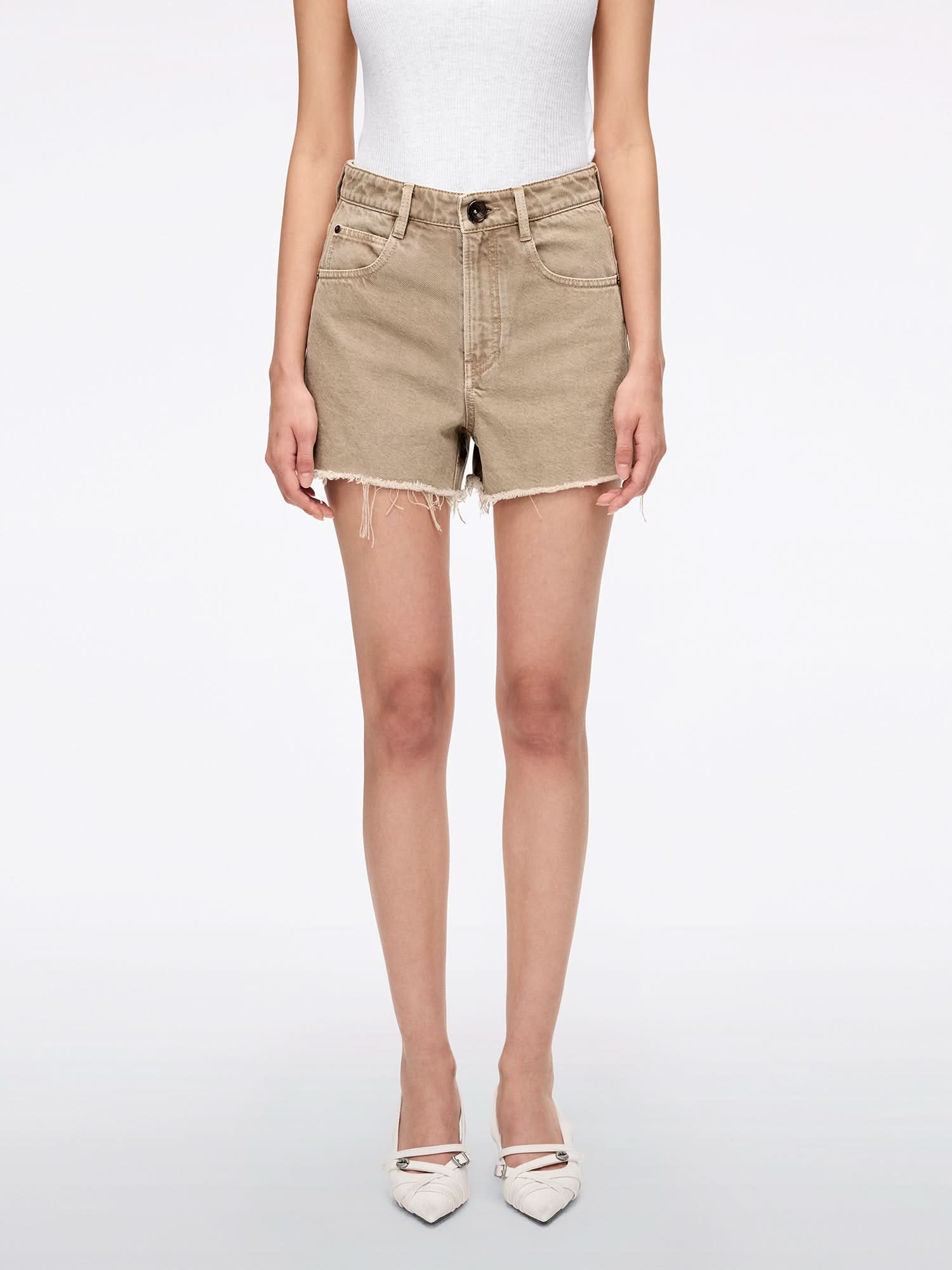 Brushed Edge Denim Shorts