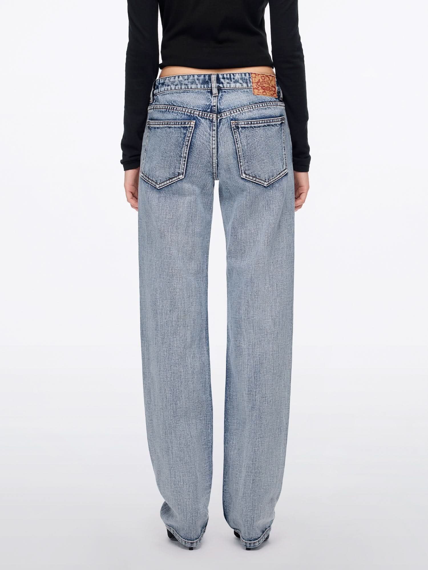 Printed Straight-Leg Denim Jeans