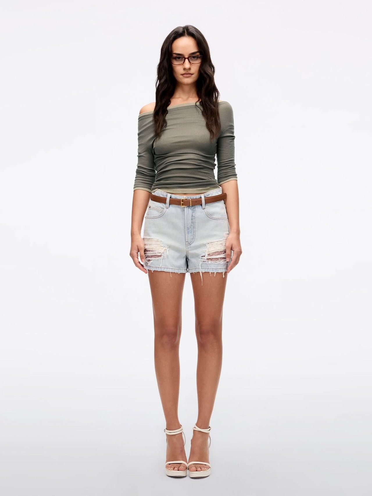 Distressed Denim Shorts