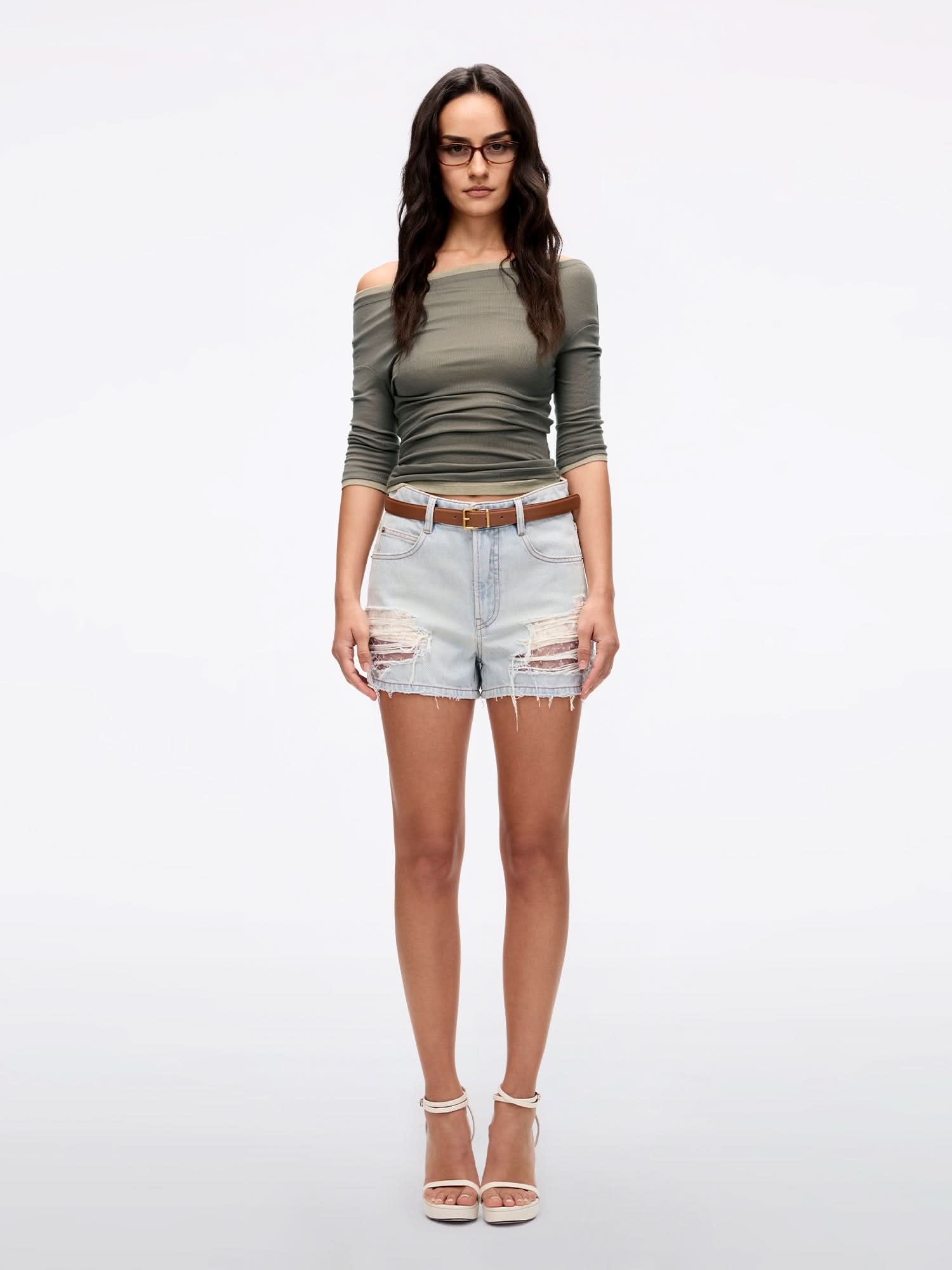 Distressed Denim Shorts