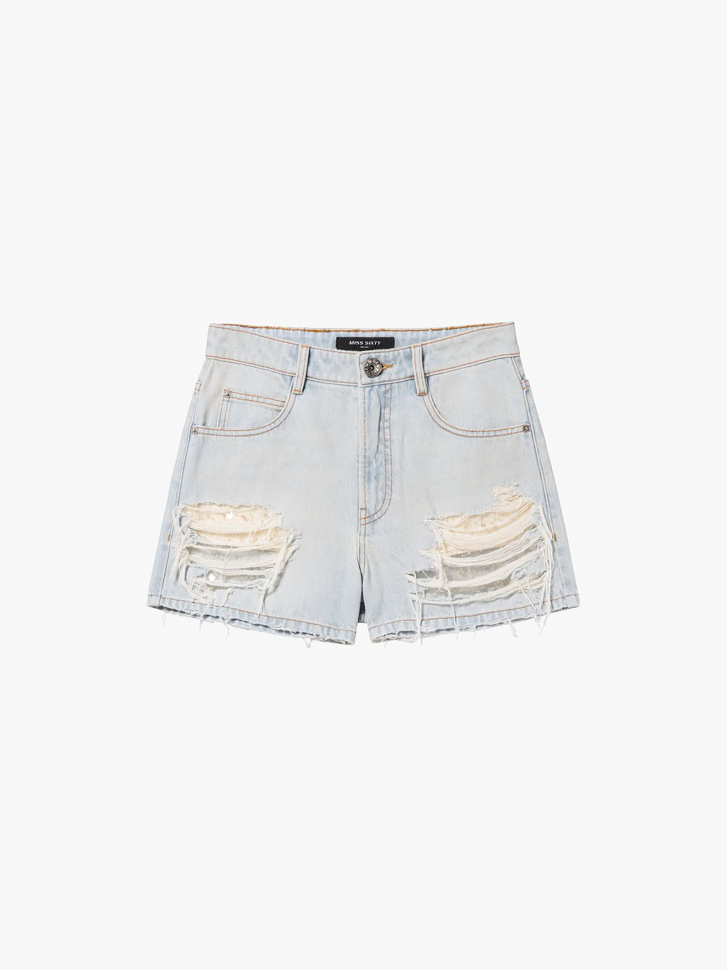 Distressed Denim Shorts