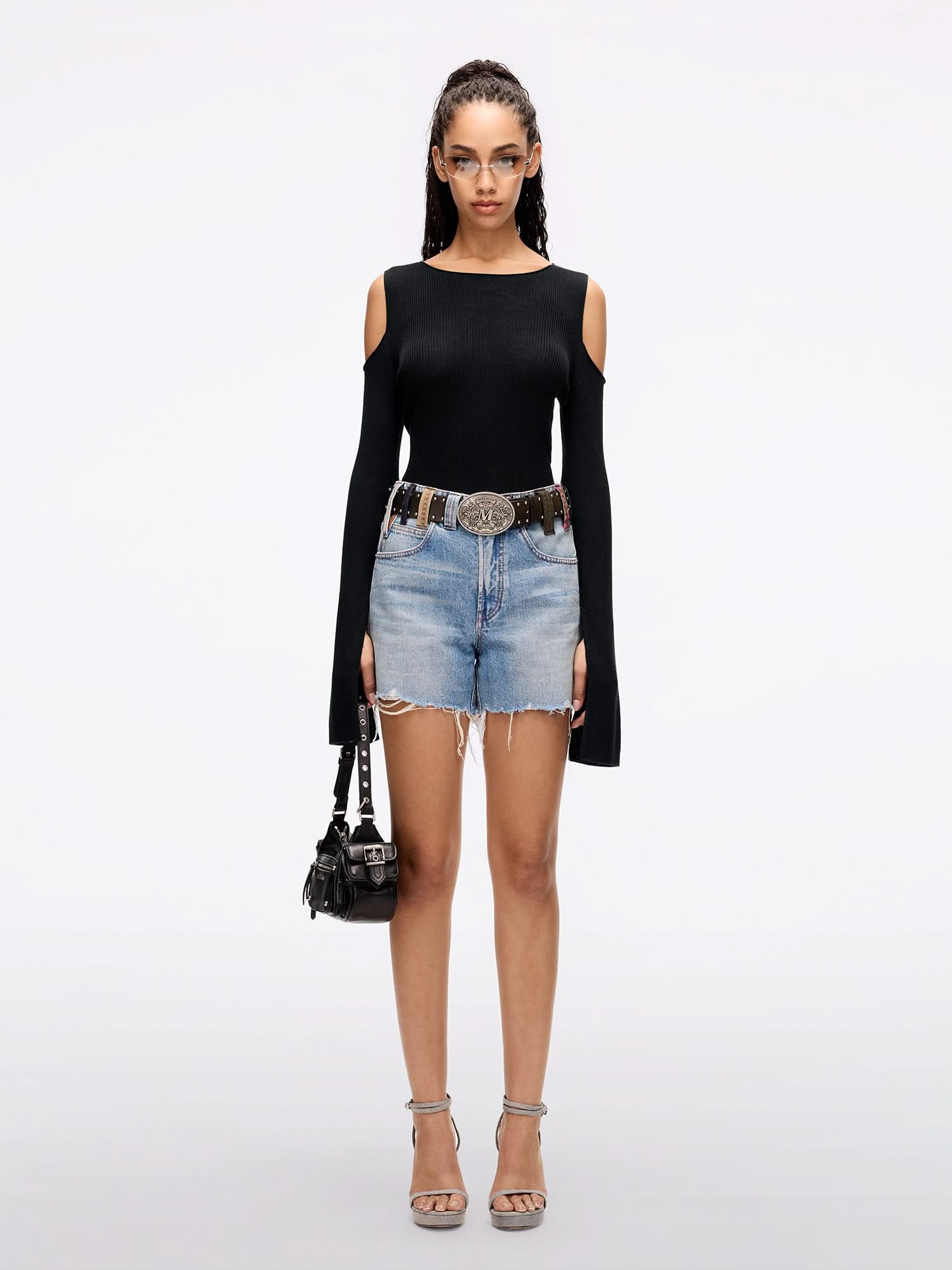 Belt Loop Denim Shorts