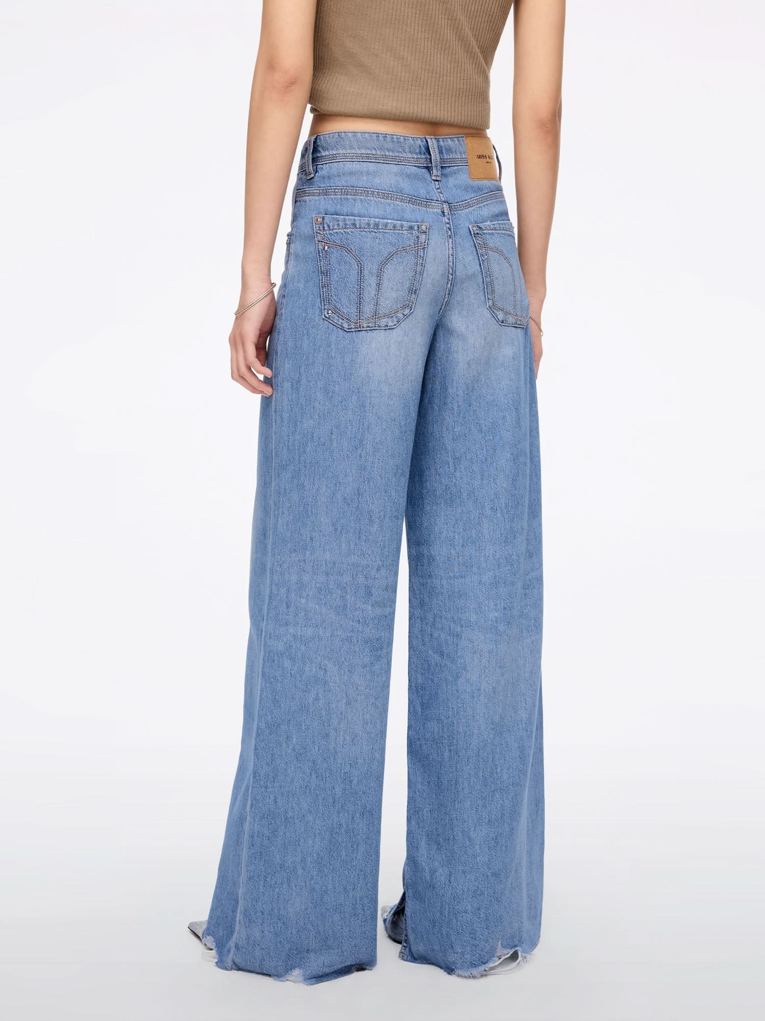 Wide-Leg Ripped Jeans