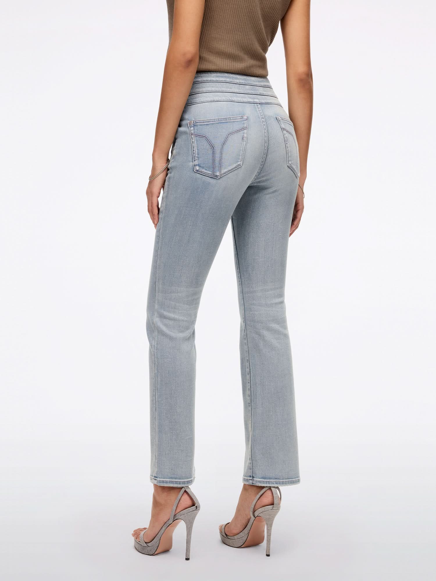 High Waisted Flare Jeans-BLUE ATTACK