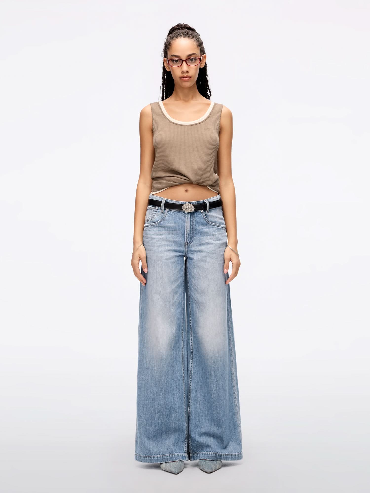 Distressed Wide Leg Jeans