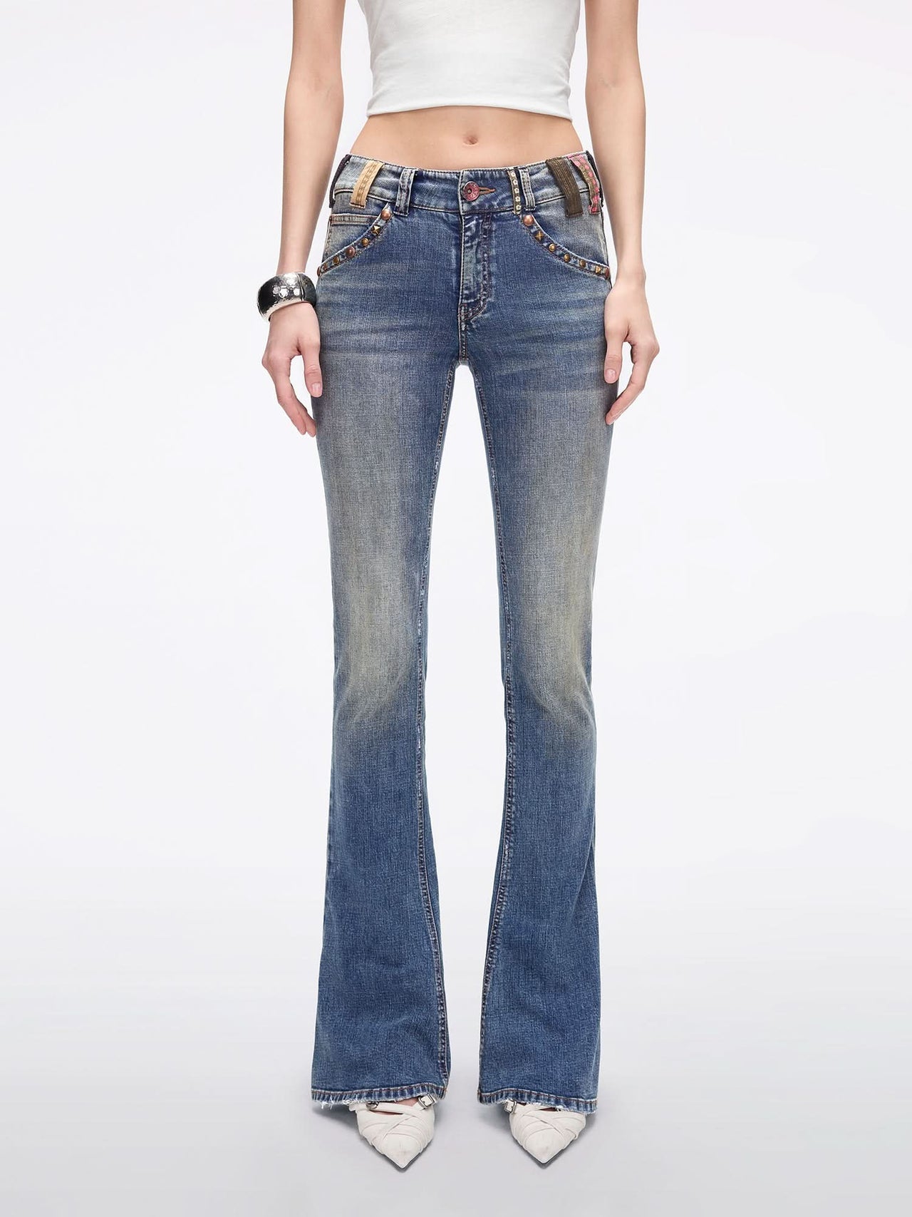 Belt Loop Flared Jeans