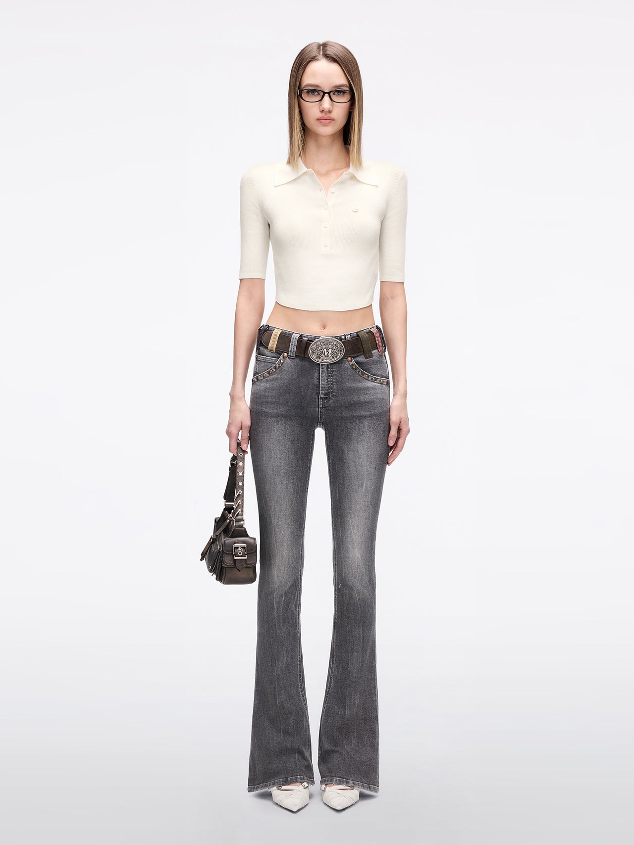 Belt Loop Flared Jeans
