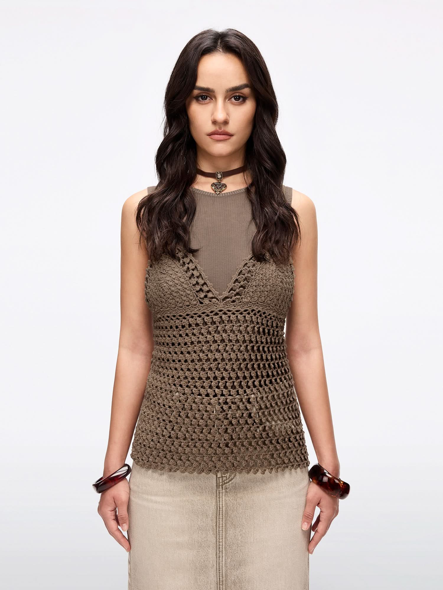 Crochet Vest Two-Piece Set