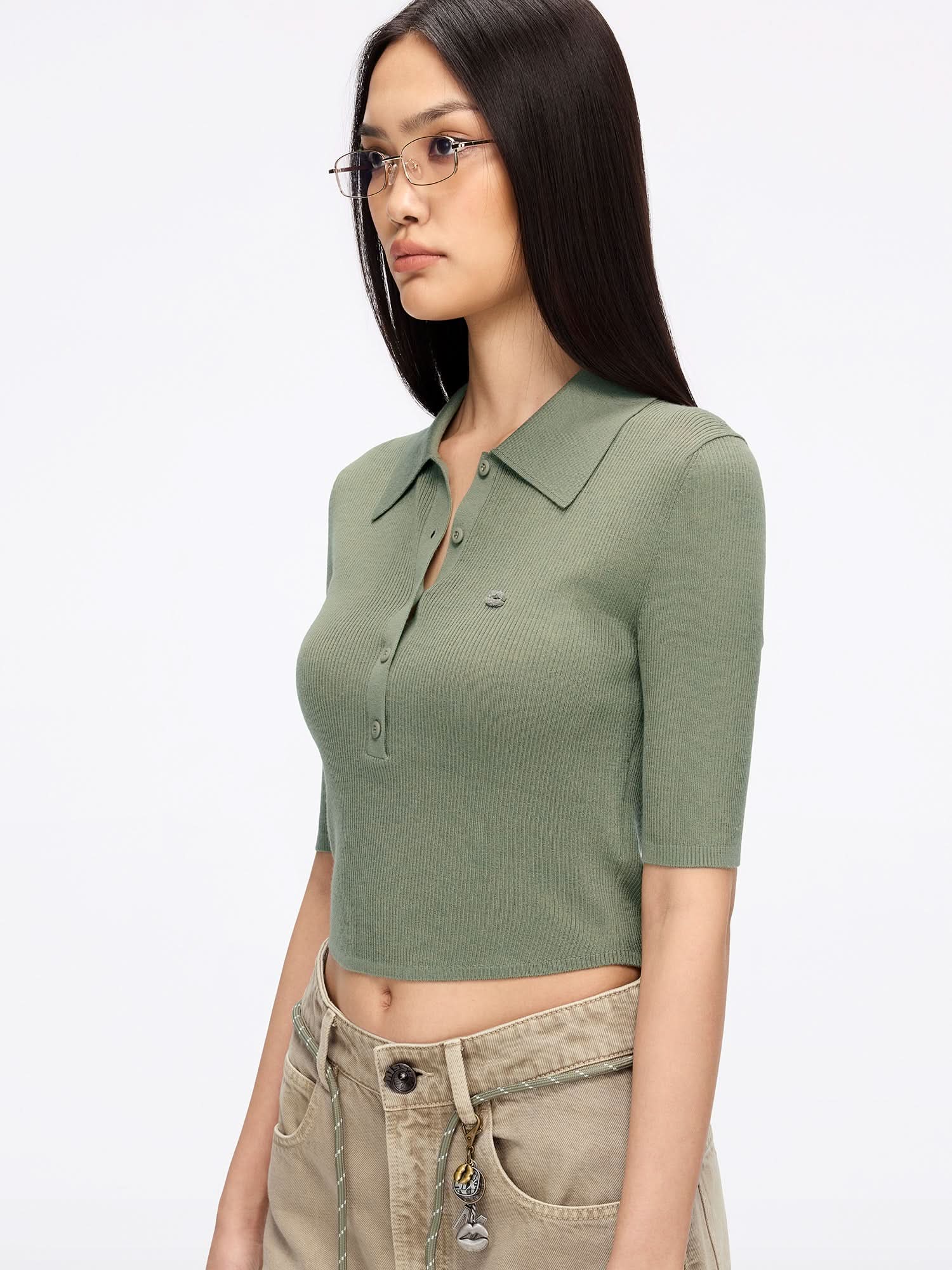Fitted Cropped Knit Top