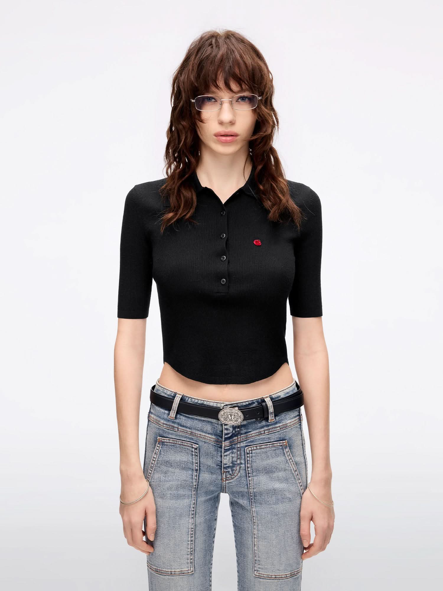 Fitted Cropped Knit Top