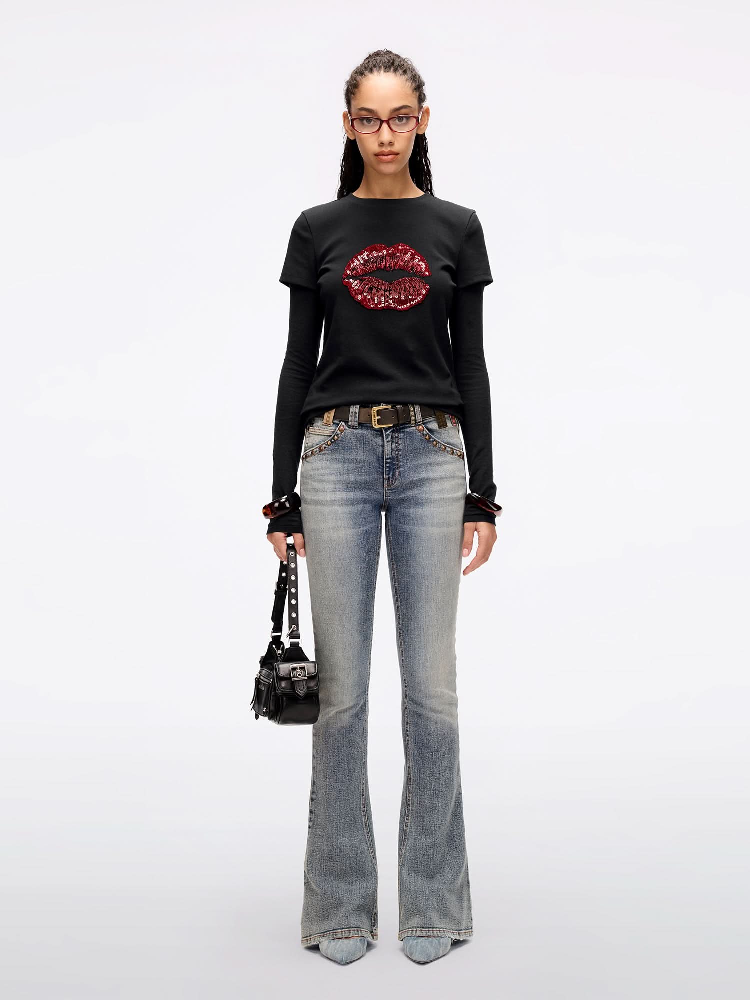 Round Neck Lip Print T-Shirt