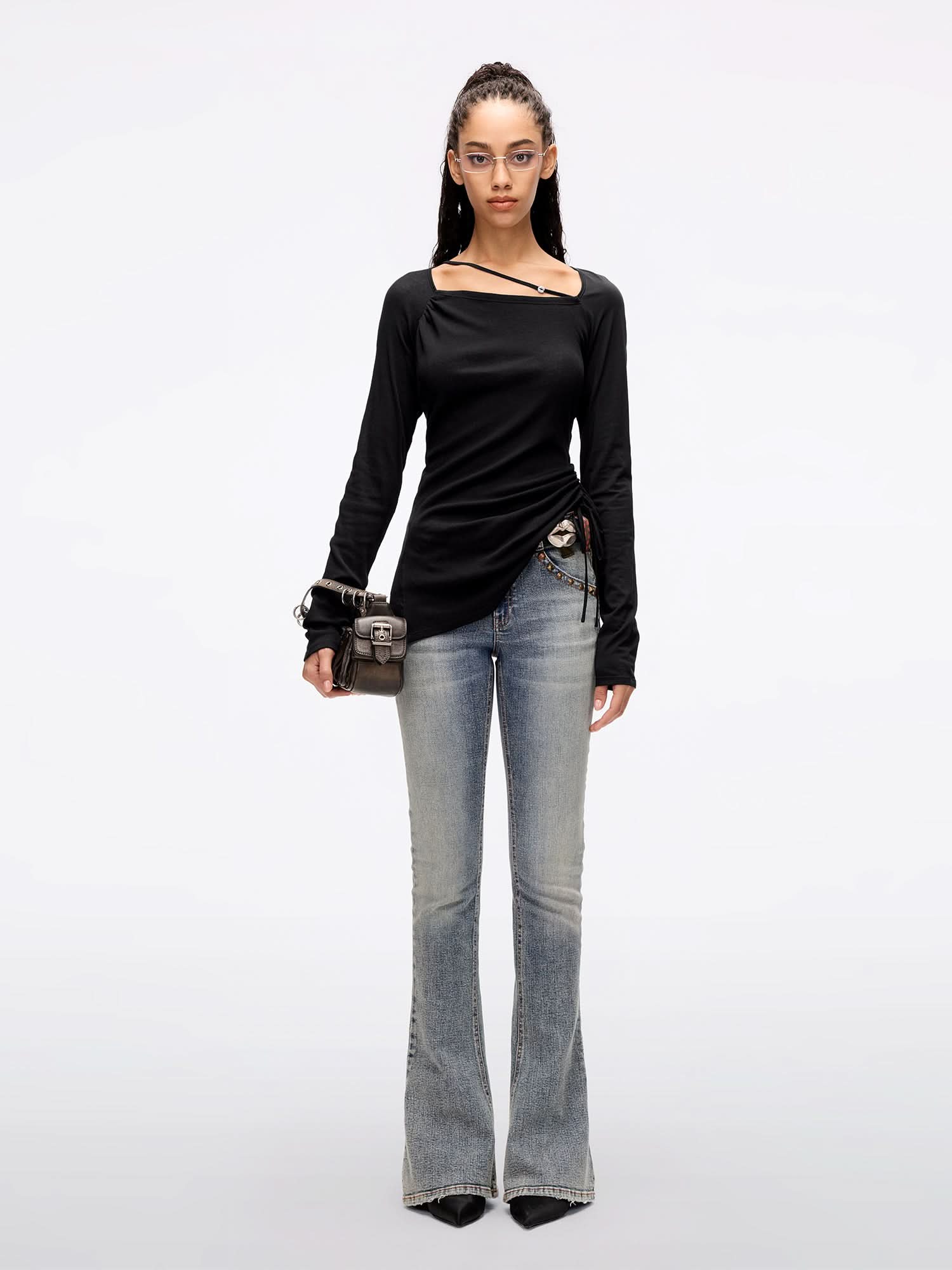 Square Neck Drawstring T-Shirt